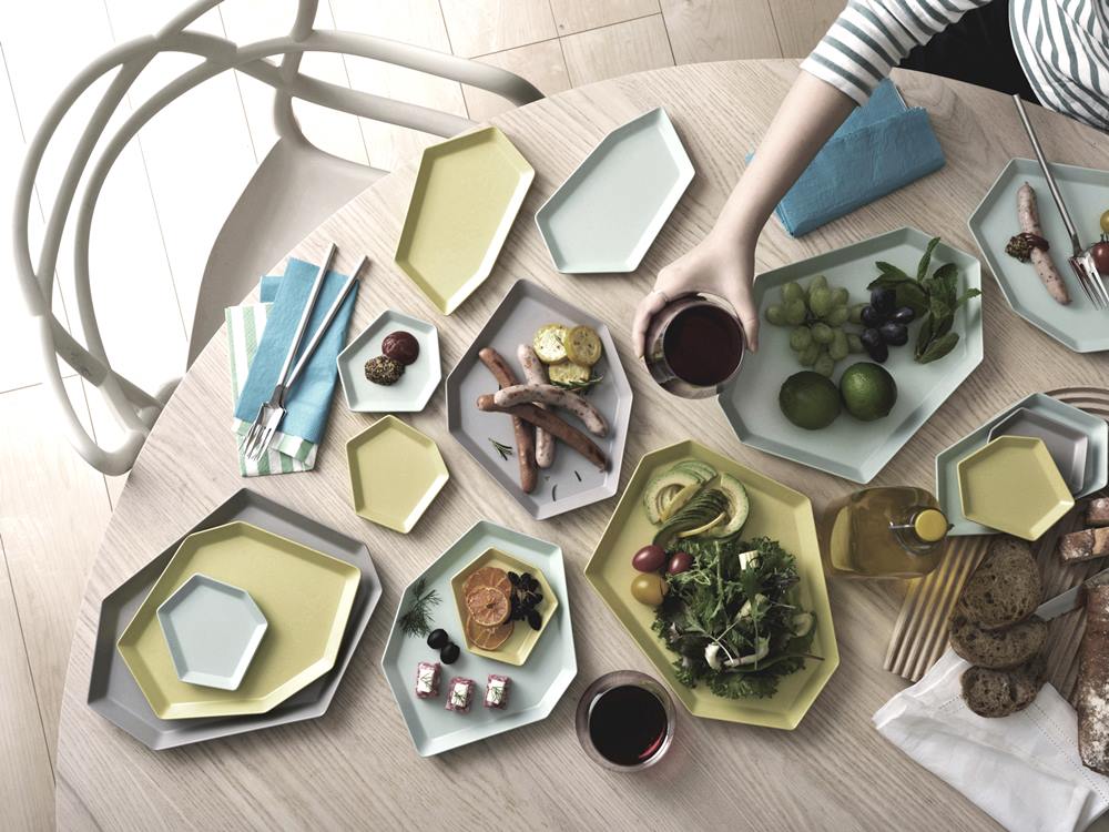 ideacoシマモリプレート、白色メラミン製大皿