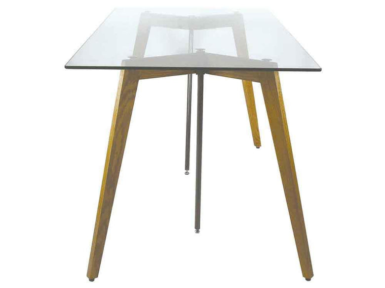 オーク無垢材と生ガラスのG-knotテーブル