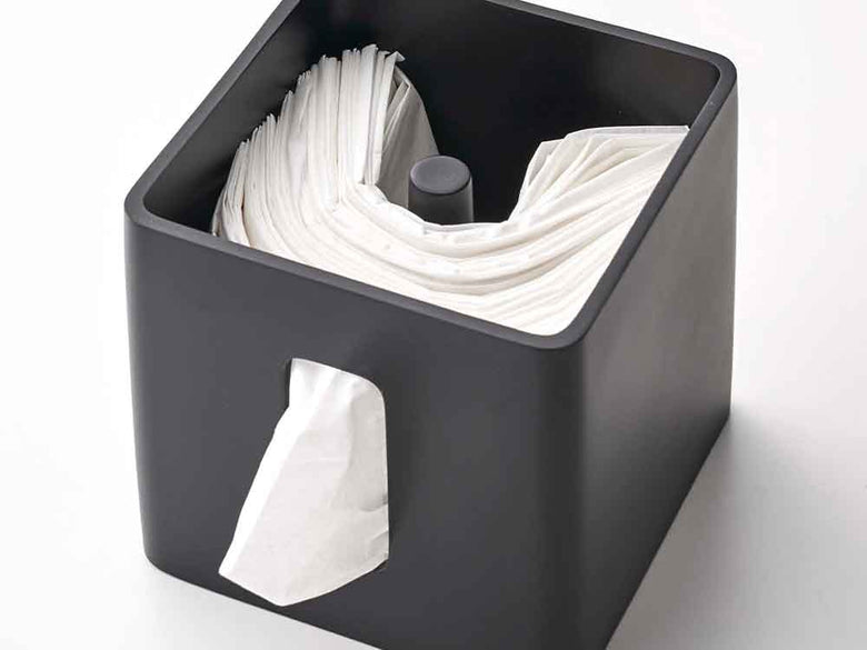 銀色のティッシュ＆トイレットペーパーケース