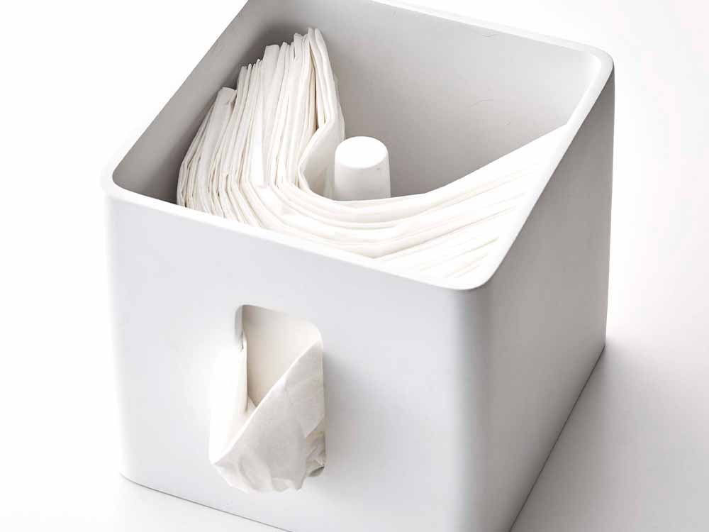 白いティッシュ・トイレットペーパーケース