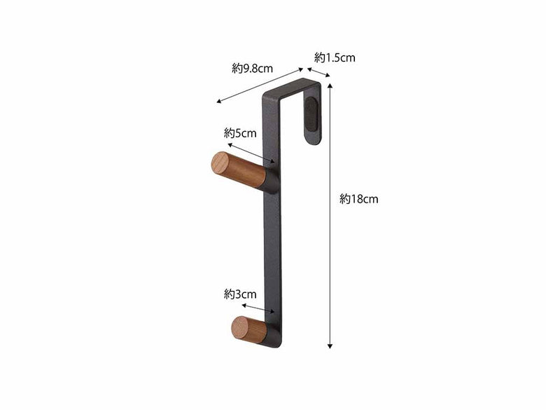 スチール製ドアハンガーに木製フック付き