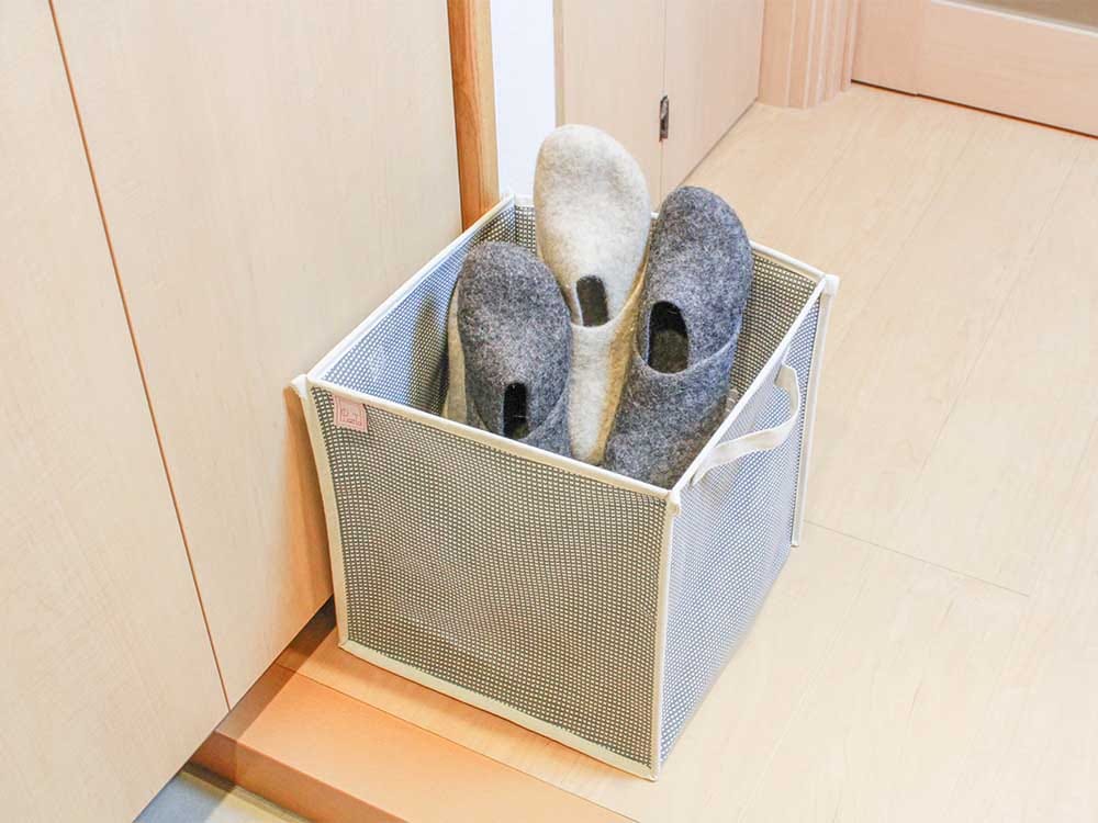 コットンと籐のナチュラル収納バスケット