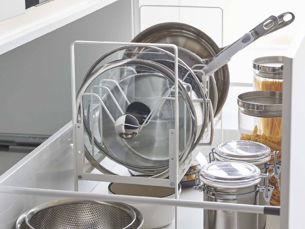 タワー製シンク下用2段鍋蓋・フライパン収納ラック