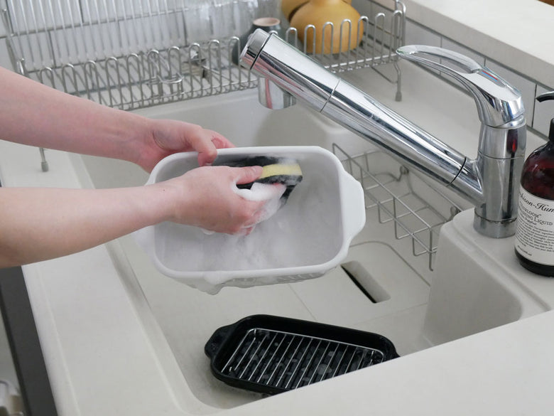 富士ホーロー角型天ぷら鍋と付属品（スノコ、バット）