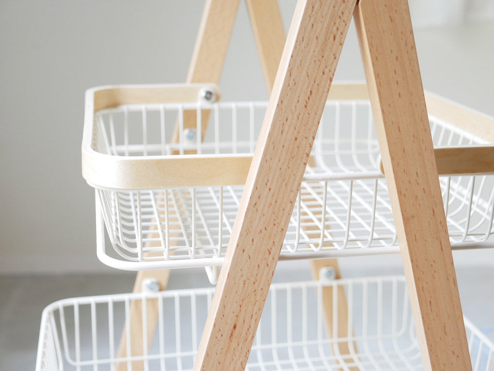 木製フレームとスチールカゴのリヴキャリーワゴン