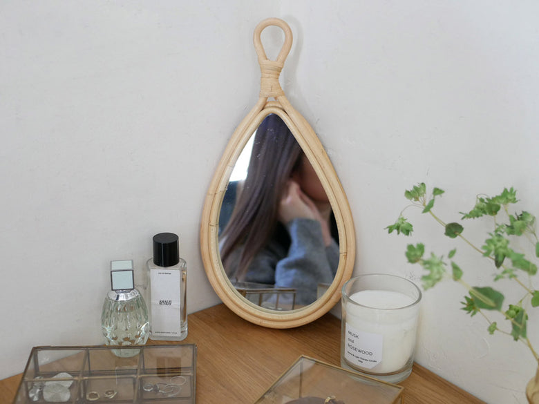 Creerユグラミラー、天然ラタンの鏡