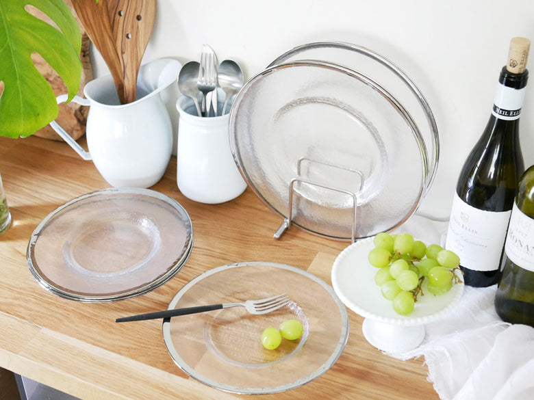 ダルトンオーボ柄のガラステーブルプレート22cm