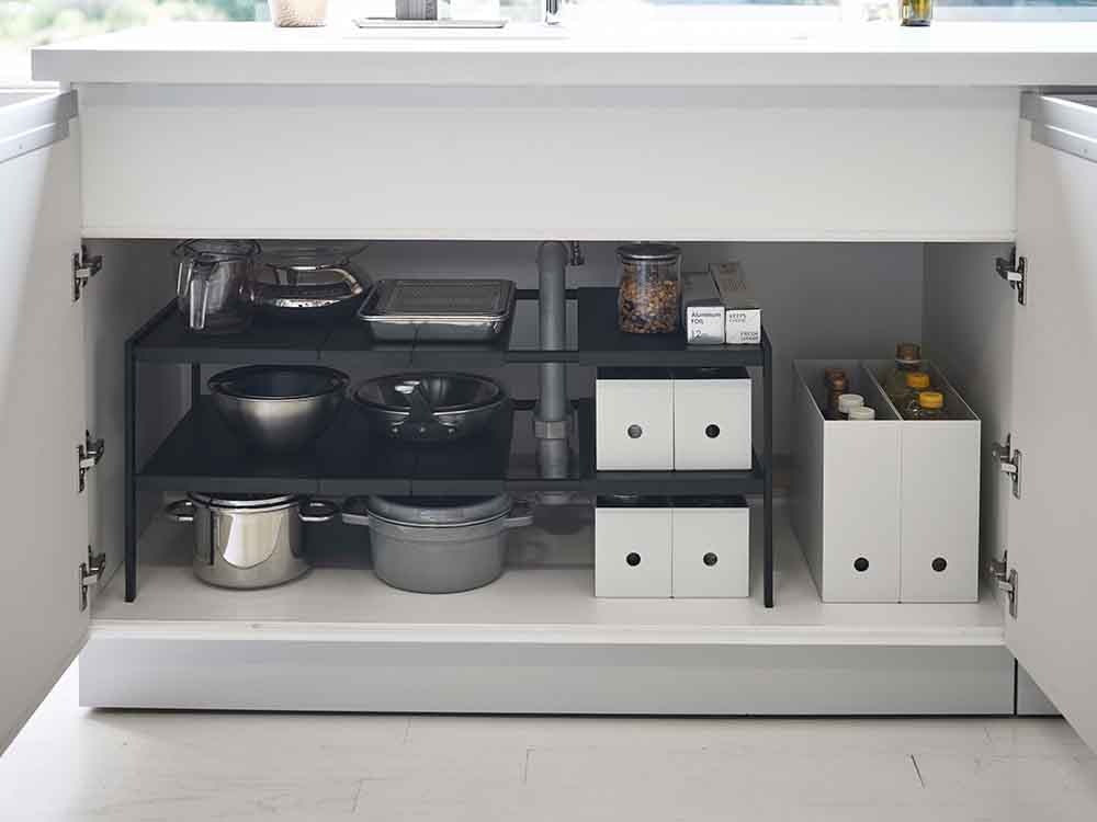 YAMAZAKIタワーの伸縮シンク下ラック2段