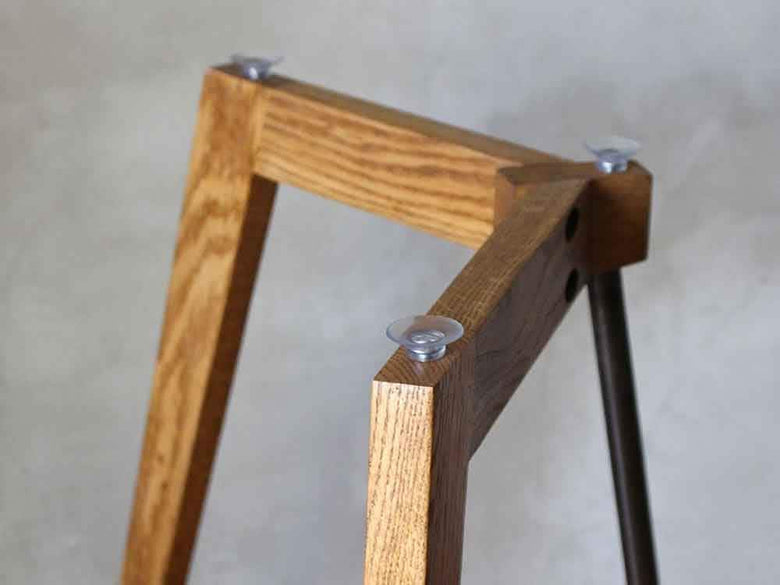 オーク無垢材とガラスのガラステーブル