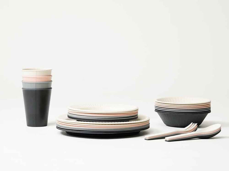 イデアコのピンクバンブーメラミン製カトラリー2+2個セット