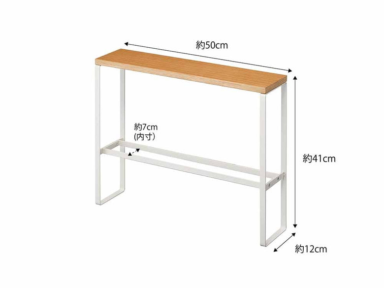 金属と木製の天板付きスリッパラック