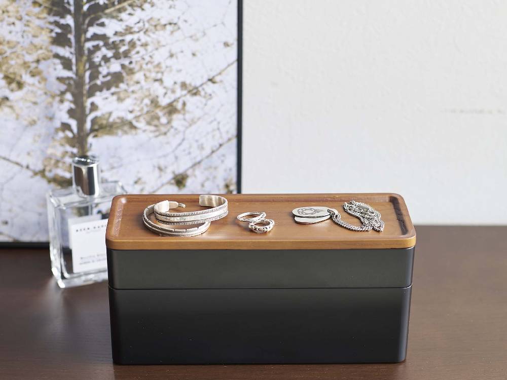 RINトレー付きナチュラルアクセサリー＆時計ケース