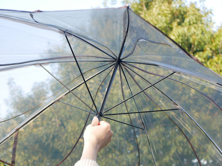 ビコーズの透明なクリアアンブレラ、開いた状態