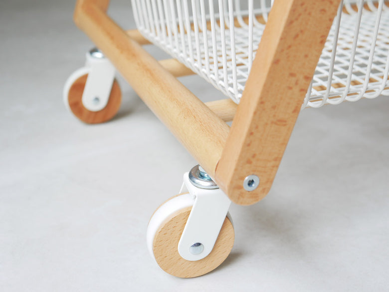 MashリヴキャリーバスケットワゴンLの天然木製カート