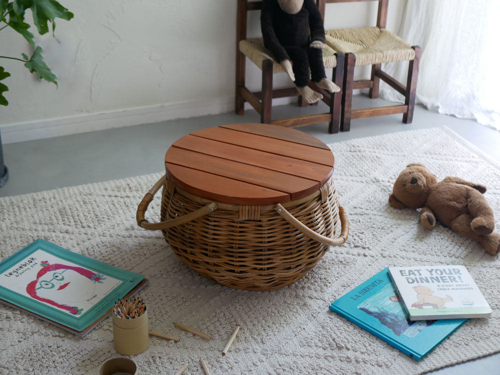 クレエのラタンバスケットテーブル