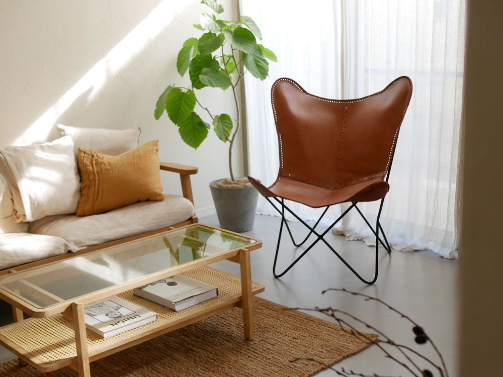 WRAPSの牛革とアイアン製バタフライチェア