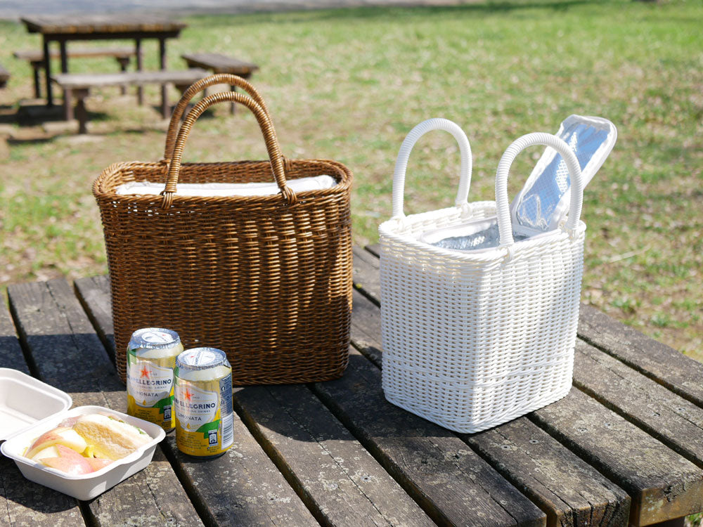 Creer/クレエ ユティル ピクニッククーラーバッグの籐風プラスチック製ピクニックバスケット