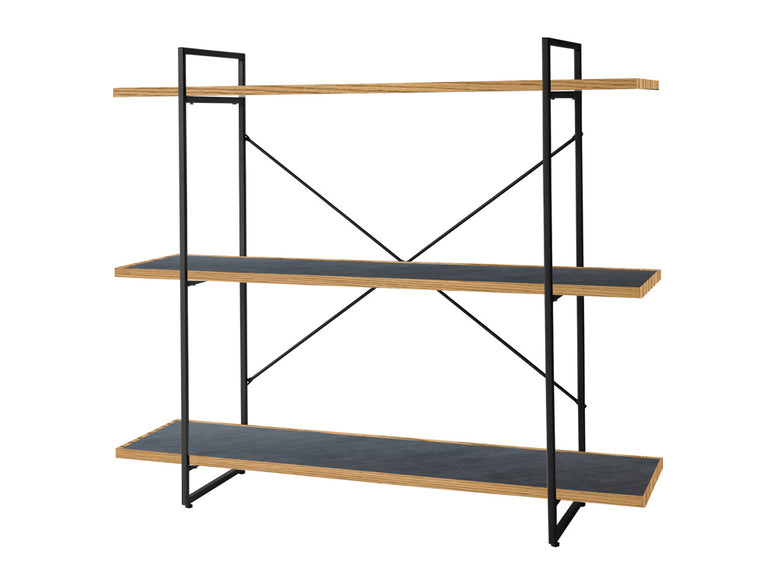 スチールフレームとオーク無垢材を使用したアデペシュPOLオープンシェルフ本棚。3～5ラックのサイズ展開。