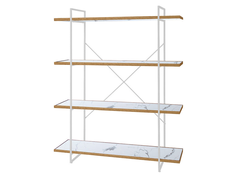 adepecheのPOLポルオープンシェルフ、スチール焼付けフレームとオーク無垢材天板を使用した3ラックのオープン収納棚