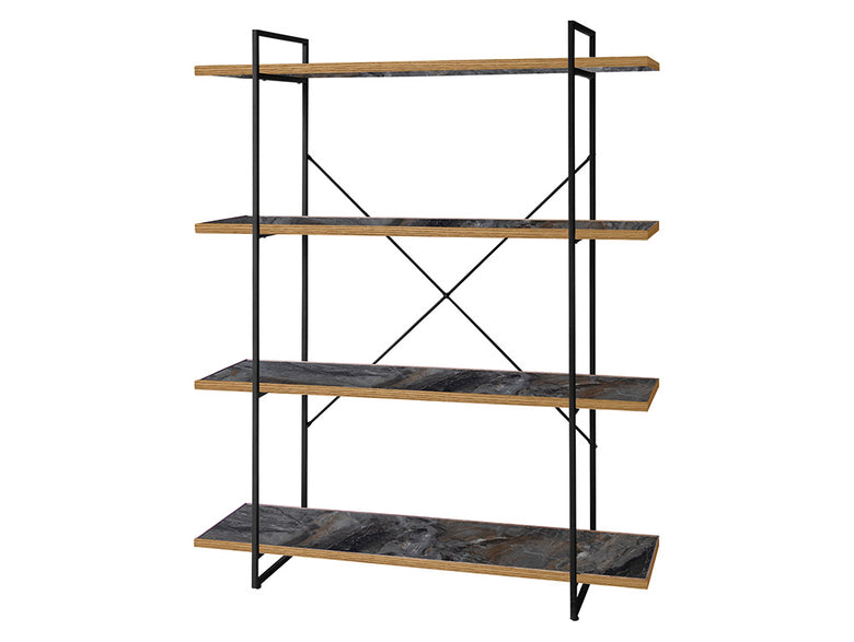 アデペシュ製POLポルオープンシェルフ。スチールフレームとオーク無垢材で構成された複数段のオープン型棚