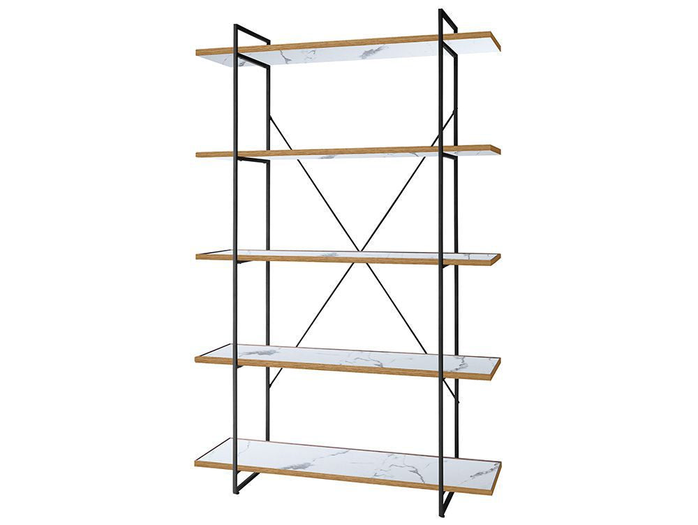 アデペシュPOLポルオープンシェルフ。スチールフレームと木製棚を備えたオープン型書棚。