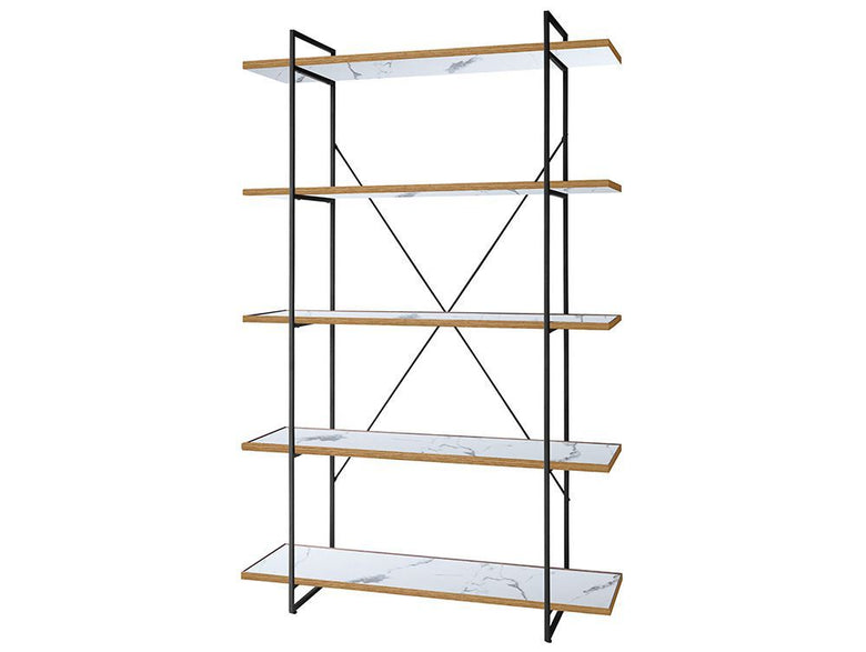 アデペシュPOLポルオープンシェルフ。スチールフレームと木製棚を備えたオープン型書棚。