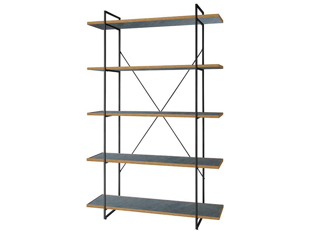 アデペシュ製POLポルオープンシェルフ、スチールフレームと木製棚を備えたオープンタイプの書棚