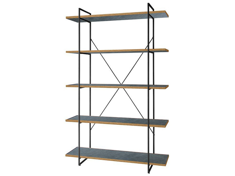 アデペシュ製POLポルオープンシェルフ、スチールフレームと木製棚を備えたオープンタイプの書棚