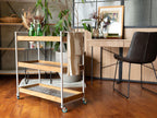 adepecheのPOLポルムービングワゴン、木製棚とスチールフレームを備えたインテリア用の移動式家具