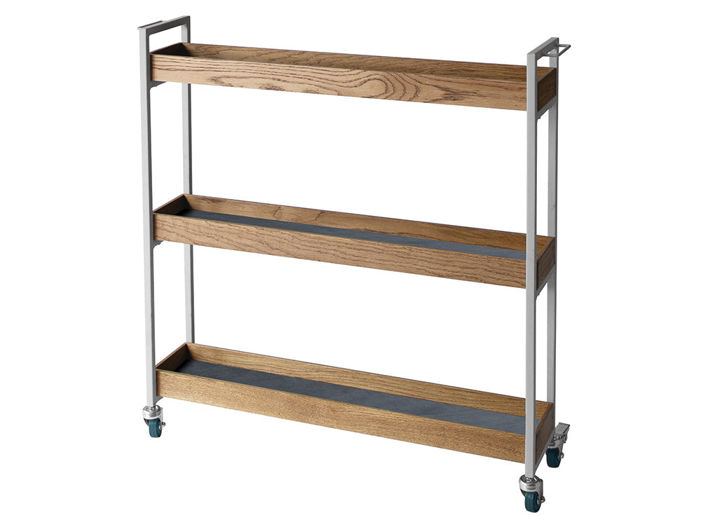 adepecheのPOLムービングワゴン。キッチン用キャビネットや棚を備えたスチールフレームの家具