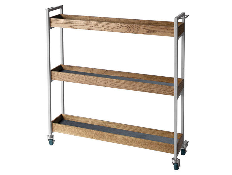 adepecheのPOLムービングワゴン。キッチン用キャビネットや棚を備えたスチールフレームの家具