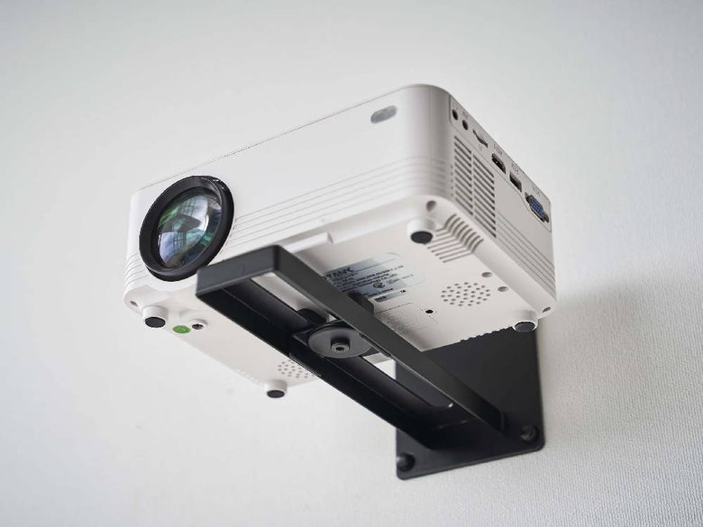 スマートウォールプロジェクターラック。スチール製で幅10cm、奥行23.8cm、高さ11cm。LCDプロジェクターを壁に固定するための設置ラック。