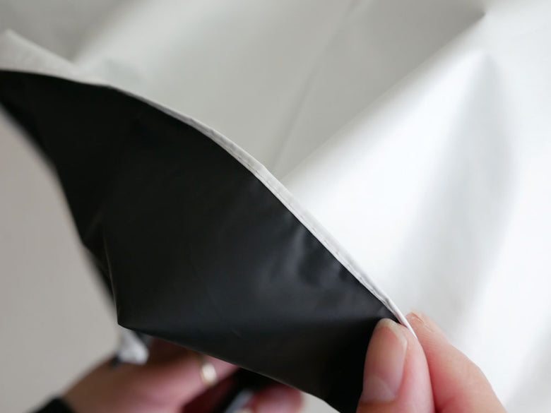 【mabu/マブ】ワイドライト遮光ミニ65の黒とグレーの開いた傘