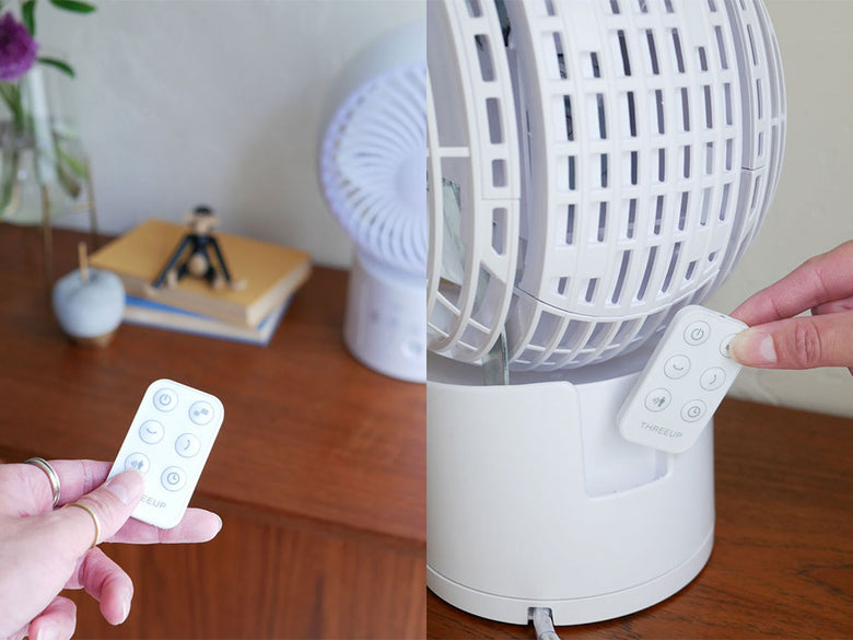 THREEUPの節電センサー付きDCウォッシャブルサーキュレーター360。自動首振り機能を備えた小型家庭用ファン・エアピューリファー