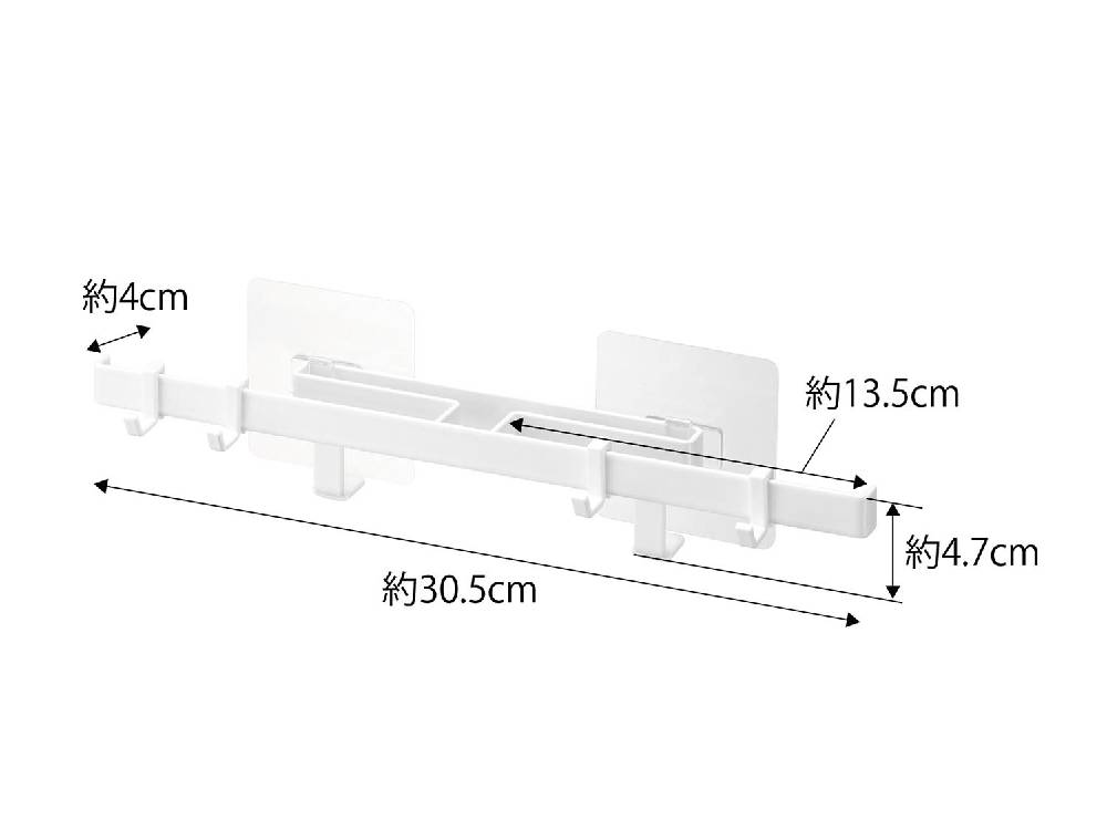 タワー型フィルムフックサニタリーハンガーが光沢のある壁面に取り付けられている様子