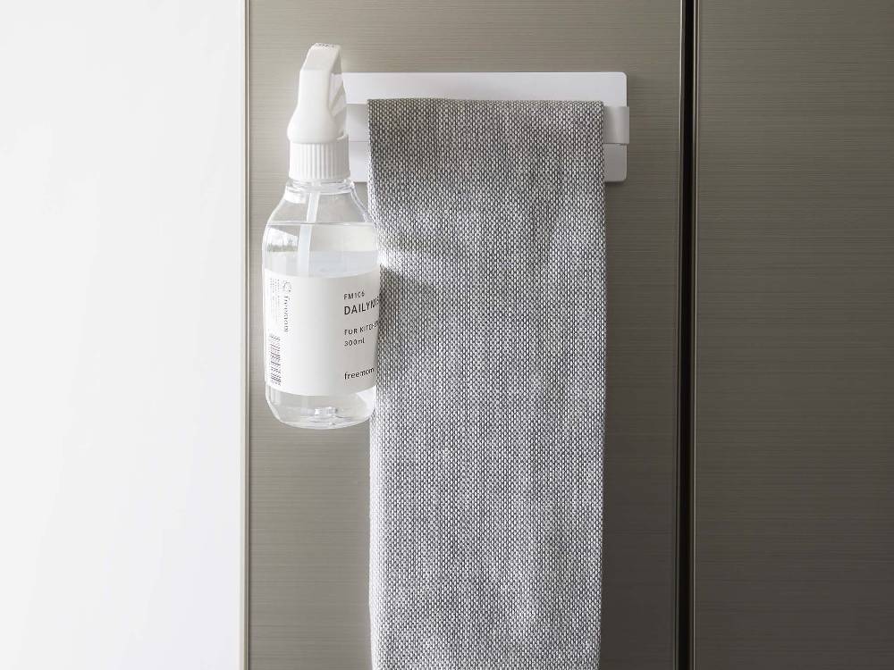 MISTフィルムフック タオルハンガー W18 - 幅18cmのABS樹脂製銀色タオルハンガー