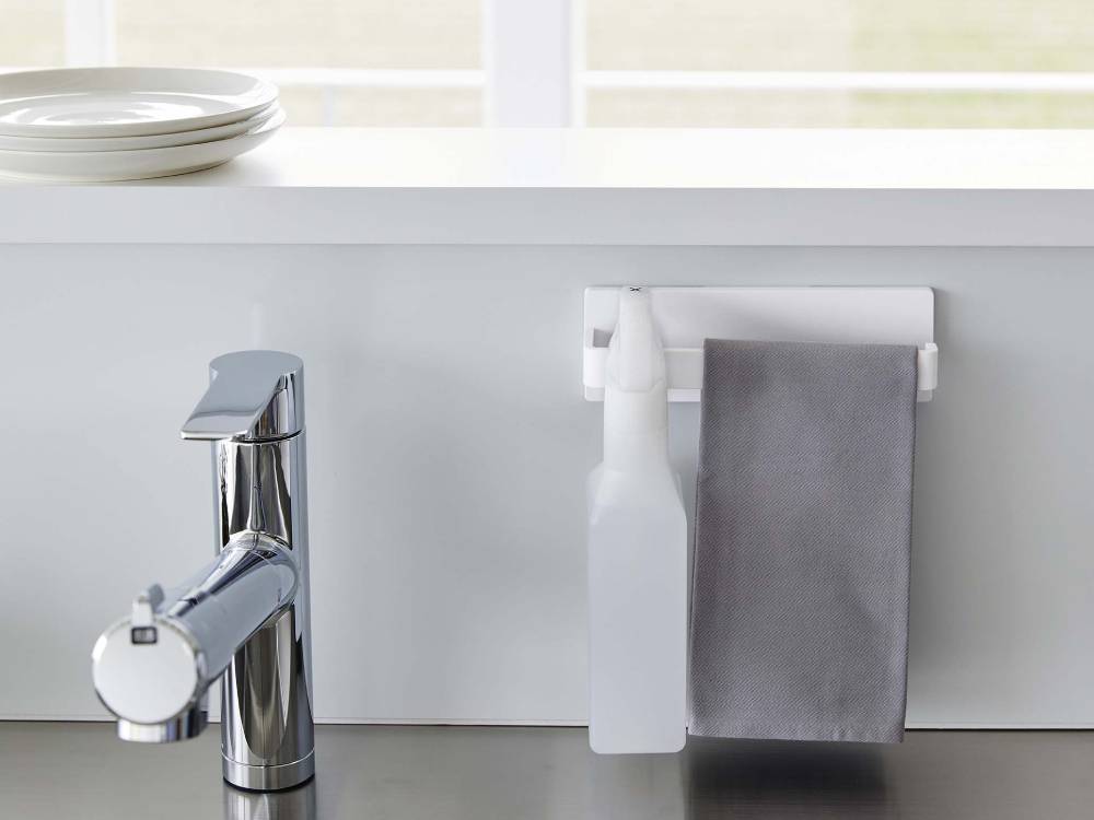 【MIST/ミスト】フィルムフック タオルハンガー W18の本体とフィルムフックがセットになった製品の正面画像