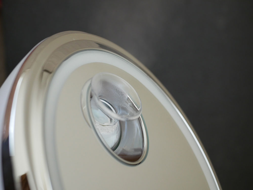 フェスティノのフェイシャルクレンジングナノスチーマー、シルバーとニッケルのカラーリング