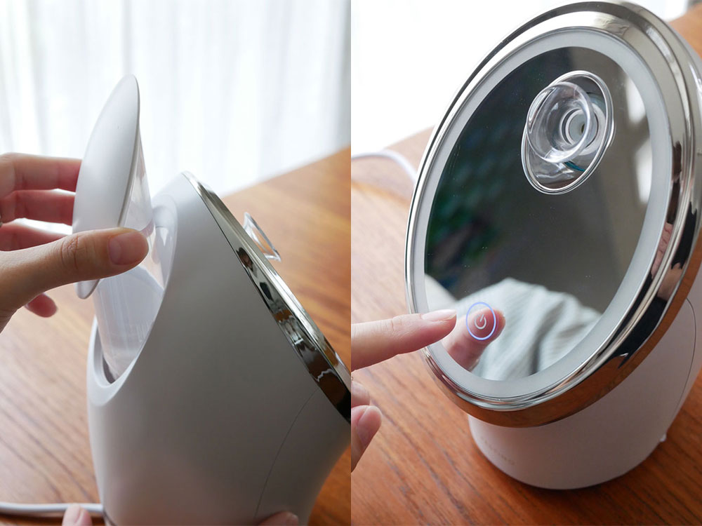 FESTINOのフェイシャルクレンジングナノスチーマー。コンパクトでモダンなデザインの家庭用美顔スチーマー。