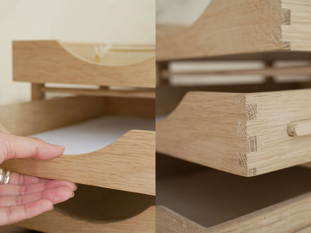 オーク材を使用したフリッツ・ハンセン スカゲラック コレクション ダニアレタートレイの木製引き出しデザイン