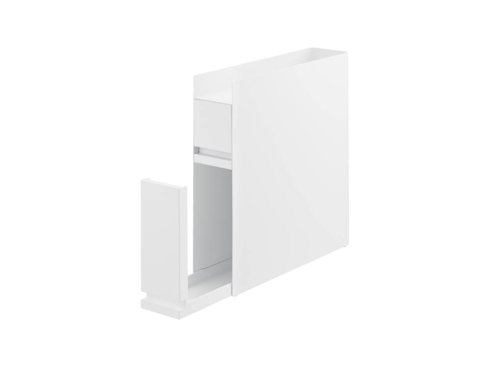 グレーのスチール製2段調味料ラック、棚と引き出しが備わったキッチン用収納家具