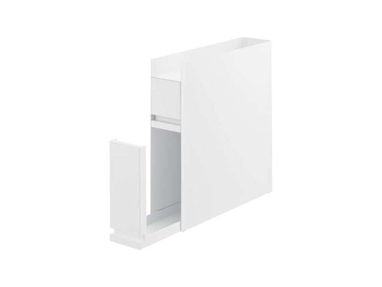 グレーのスチール製2段調味料ラック、棚と引き出しが備わったキッチン用収納家具