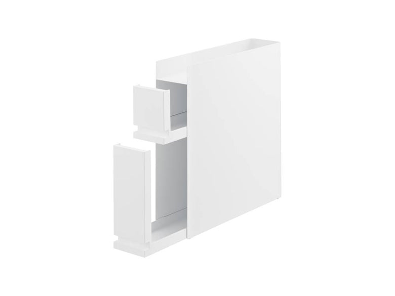 灰色のスチール製2段タワー調味料ラック、棚と引き出しが備わったキッチン収納家具