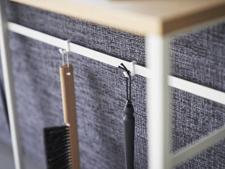 銀色のスチールフレームと天然木天板を使用した【tower/タワー】ソファー裏コンソールテーブル