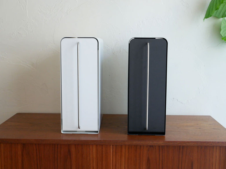 UtaUブランドのスチール製スタンドドロワー、ピュアホワイトとカームグレーの3段引き出し付き