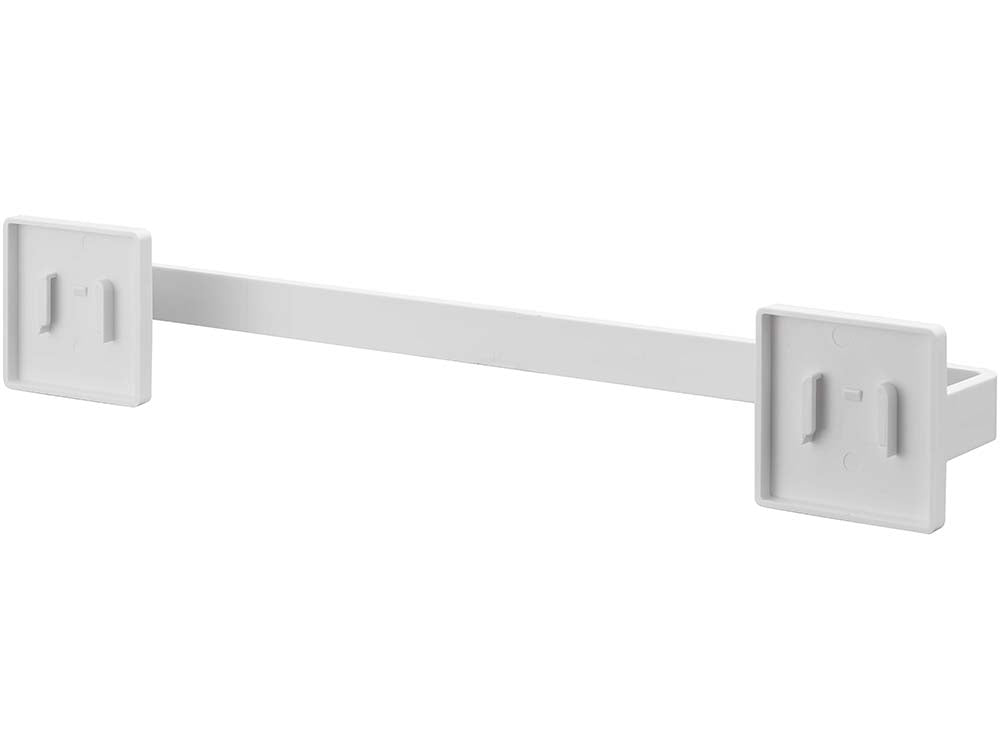 白色の『PLATE/プレート』タオルハンガー、W36サイズで2つのフィルムフックが取り付けられたデザイン