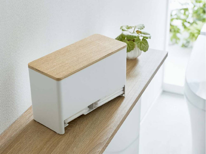 RIN/リン製分別サニタリー収納ホルダー、スチール本体と天然木蓋を使用したキッチン用整理ボックス