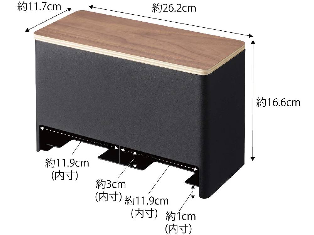 合板と木材を使用したRIN/リン分別サニタリー収納ホルダー。自然な木の風合いが特徴の収納用品