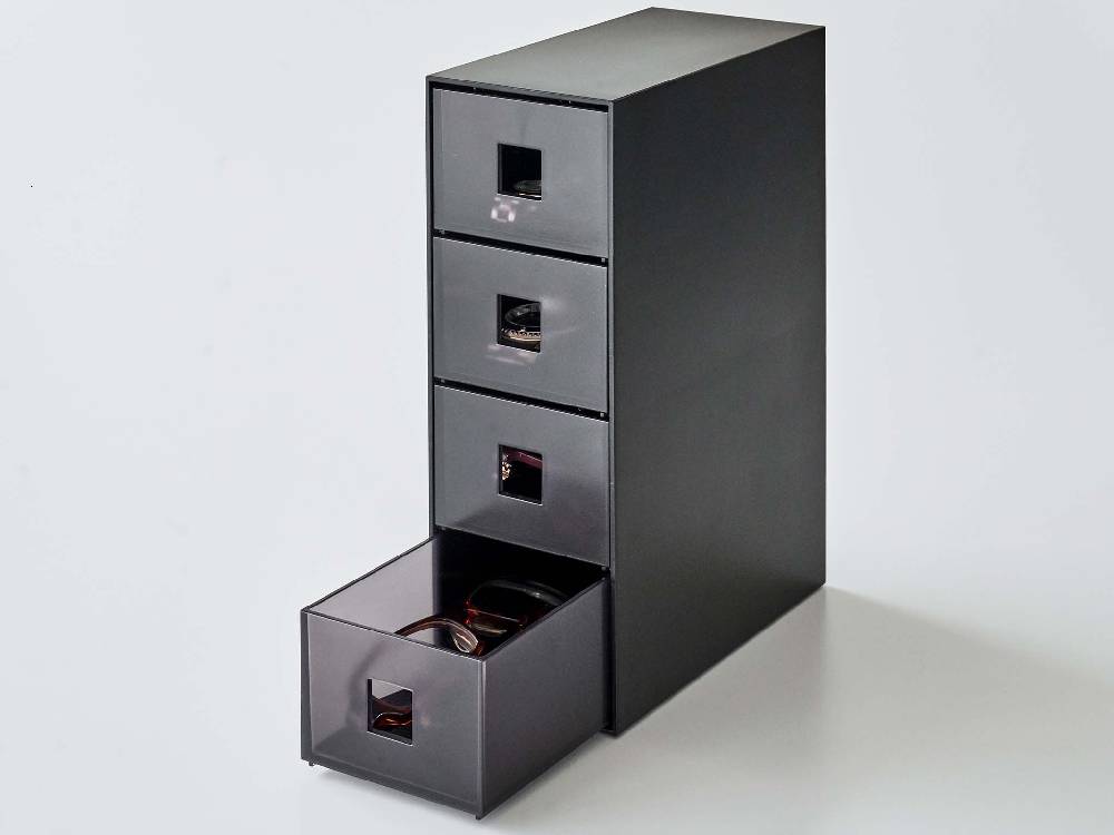 プラスチック製の鍵付きタワー型サングラス＆小物収納ケース