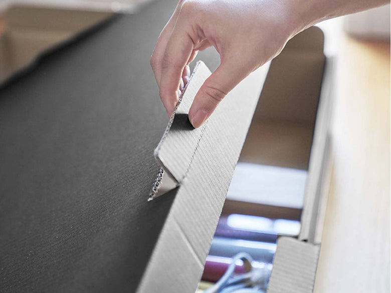 灰色の紙製タワー型着物収納ボックス、シルバーのABS樹脂取っ手付き